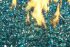 Outdoor Greatroom Fire Glass Gems, Aqua Marine Crystal - Flame
