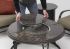 Granite Chat 42 Inch Fire Pit Table with Included Burner Cover and Lazy Susan