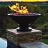 Grand Effects FBBRPCON30 Banded Rim 30-Inch Round Concrete Gas Fire Bowl on Pedestal