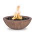 TOP Fires by The Outdoor Plus OPT-27RWGFW-OAK-LP Sedona 27-Inch Round Wood Grain Concrete Fire & Water Bowl, Oak, Match Light, Propane