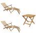 Royal Teak Collection P136WO 3-Piece Teak Patio Conversation Set with Steamer Loungers & 20-Inch Square Folding Picnic Table