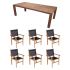 Royal Teak Collection P37BL 7-Piece Teak Patio Dining Set with 96-Inch Rectangular Table & Captiva Stacking Chairs, Black Sling