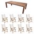 Royal Teak Collection P75WH 9-Piece Teak Patio Dining Set with 96-Inch Rectangular Table & Florida Reclining Chairs, White Sling