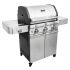 Saber R50CC0317 3-Burner Freestanding Infrared Grill with Side Burner on Cast Stainless Cart, 32-Inches, Propane