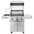 Saber R50SC0017 3-Burner Freestanding Infrared Grill with Side Burner on Stainless Steel Cart, 32-Inches, Propane