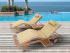 Royal Teak Collection SNBL Teak Lounging Sun Bed Chair in a Patio Setting (Cushions Not Included)