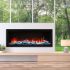 Amantii SYM-XT Symmetry Series Extra Tall Built-In Smart Electric Fireplace with Black Steel Surround and Decorative Media