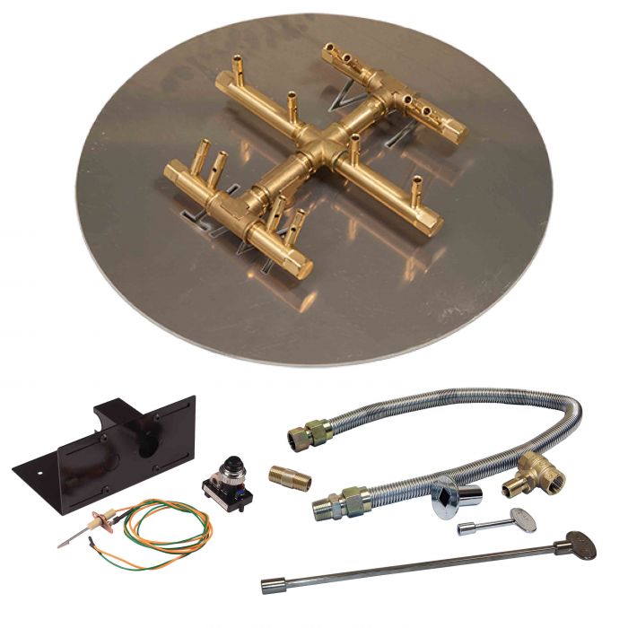 Crossfire by Warming Trends CFBCT-PBIK Push Button Spark Ignition Round Tree-Style Brass Gas Fire Pit Burner Kit