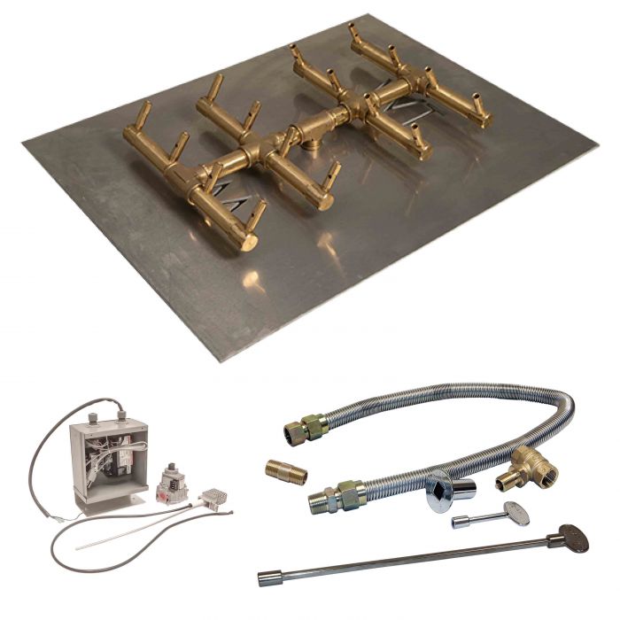 Crossfire by Warming Trends CFBDT-24VIK 24 Volt Electronic Spark Ignition Double Tree-Style Brass Gas Fire Pit Burner Kit