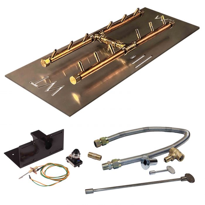 Crossfire by Warming Trends CFBH-PBIK Push Button Spark Ignition H-Style Brass Gas Fire Pit Burner Kit