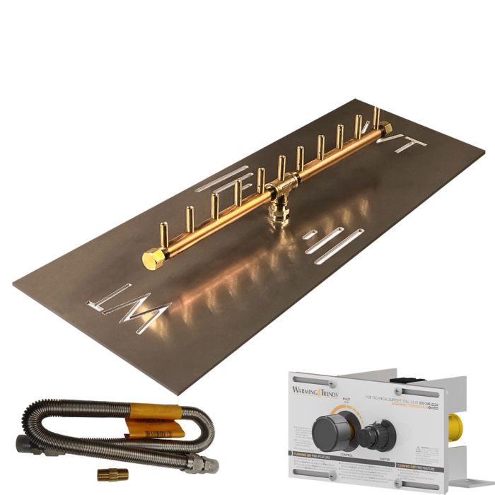 Crossfire by Warming Trends Mercury Push Button Spark Ignition Linear Brass Fire Pit Burner Kit
