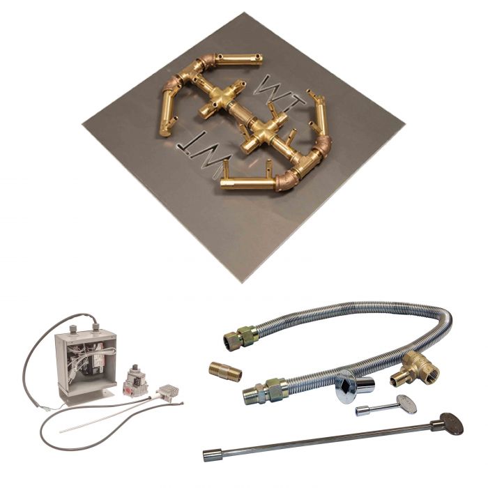 Crossfire by Warming Trends CFBO-24VIK 24 Volt Electronic Spark Ignition Octagonal Tree-Style Brass Gas Fire Pit Burner Kit