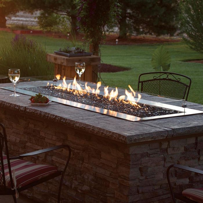 Empire OL48TP10 Carol Rose Coastal Collection 48-Inch Outdoor Linear Gas Fire Pit, Battery-Powered Spark Ignition