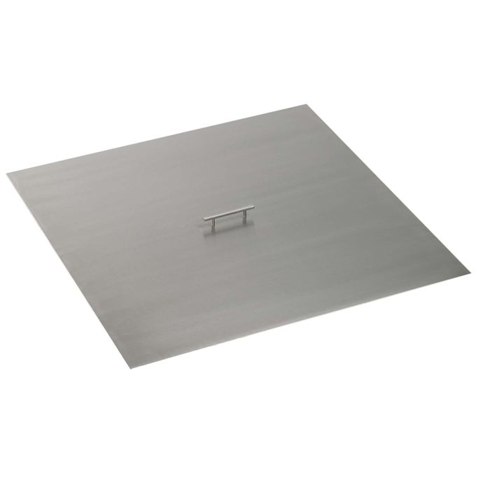 The Outdoor Plus OPT-42SC Brushed Stainless Steel Square Fire Pit Cover, 42x42-Inch