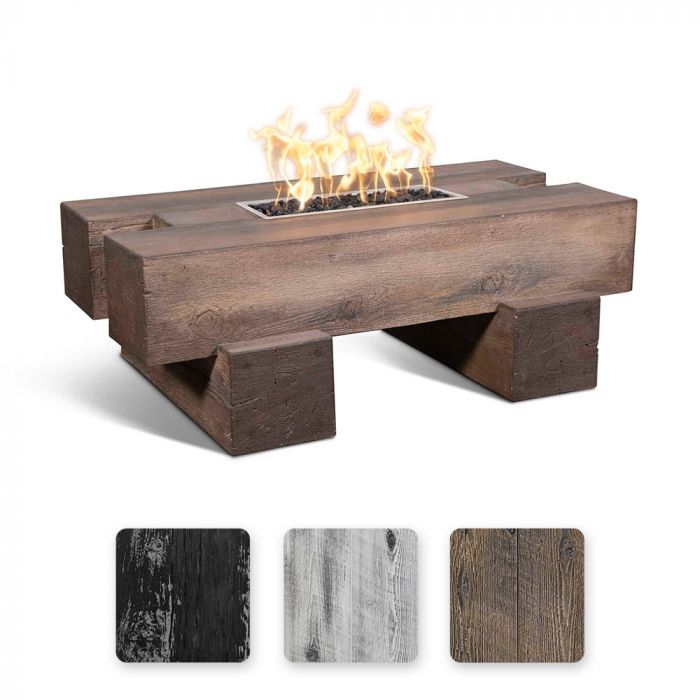 TOP Fires by The Outdoor Plus Palo 48x29-Inch Linear Wood Grain Concrete Gas Fire Pit