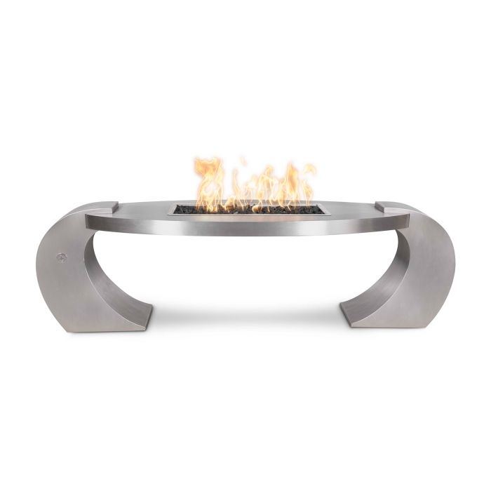 TOP Fires by The Outdoor Plus Vernon 86x24-Inch Oval Stainless Steel Gas Fire Pit
