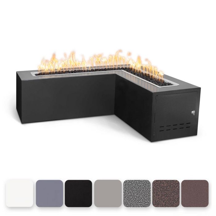 TOP Fires by The Outdoor Plus Whitney 72x24-Inch L-Shaped Powder Coated Steel Gas Fire Pit