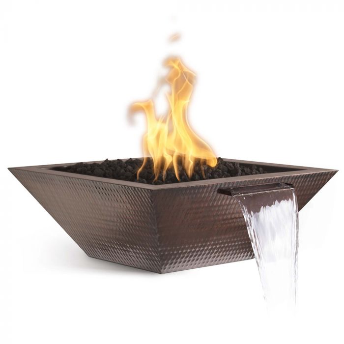 TOP Fires by The Outdoor Plus Maya Square Copper Gas Fire and Water Bowl