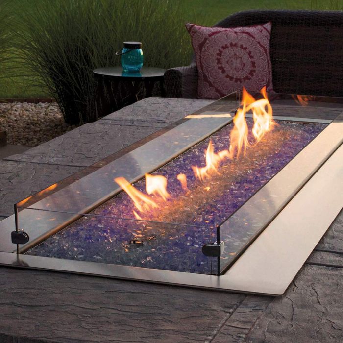 Empire WG484LT Carol Rose Coastal Collection 48-Inch Glass Wind Guard for Linear Fire Pits