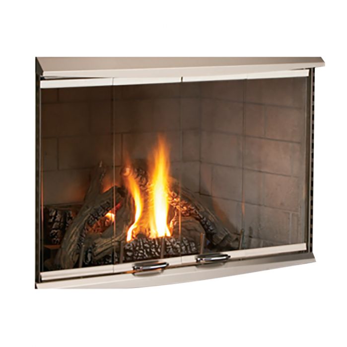 Superior Brushed Stainless Outdoor Bi-Fold Glass Door with Frame & Hoods for VRE4342 Fireplaces (42LBFOD-BS)