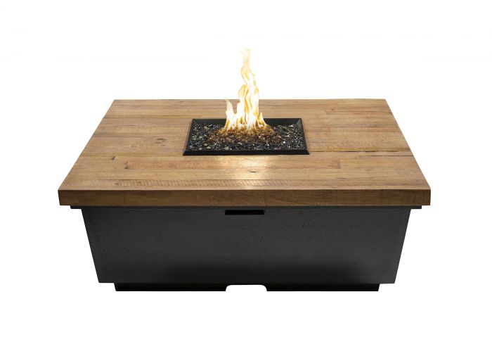 French Oak Reclaimed Wood Contempo Chat Height Fire Table, Square