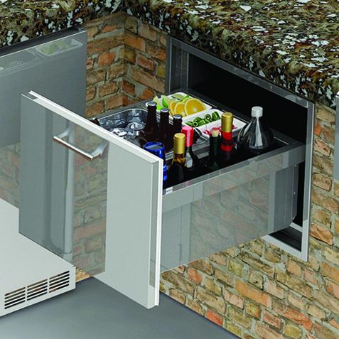 Alfresco AXE-ID Under Counter Ice Drawer and Insulating Beverage Center,  26-Inch