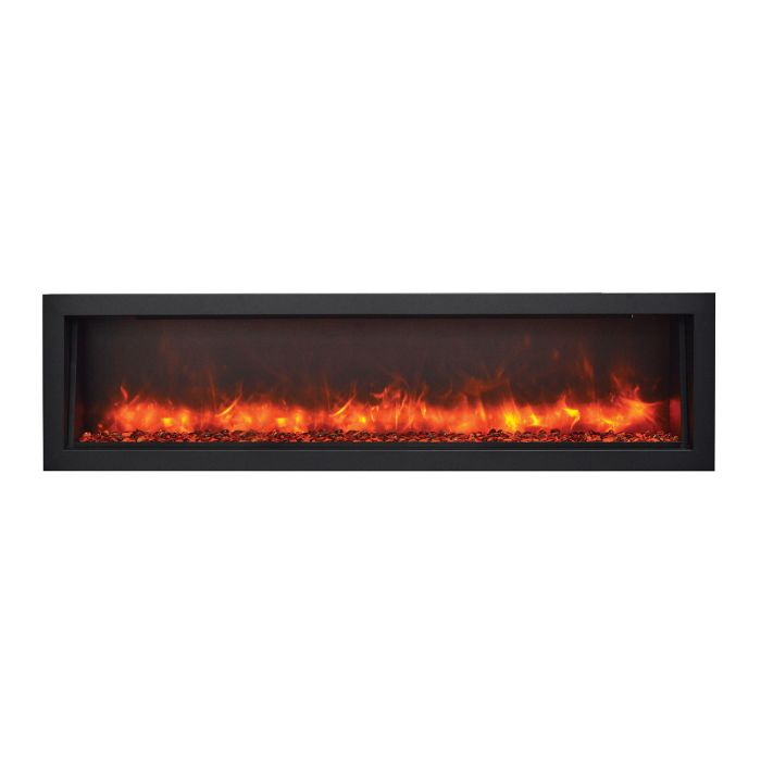 Amantii BI-SLIM Panorama Series Slim Built-in Electric Fireplace with Black Steel Surround