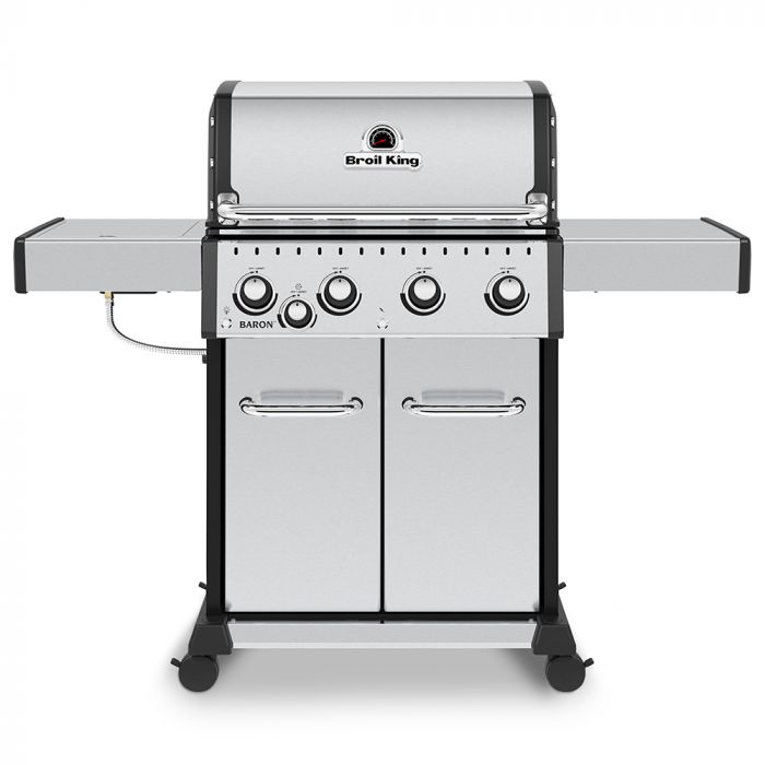 Broil King BR-S440 Baron S440 Pro Stainless Steel Infrared 4-Burner Gas Grill with Side Burner, 57-Inches