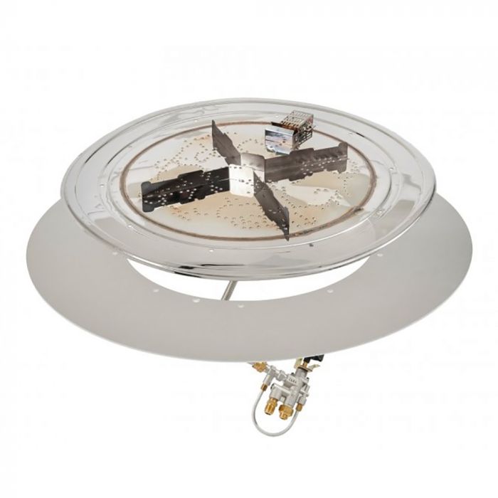 The Outdoor GreatRoom Company BP-RD-SPK-A Round Stainless Steel Crystal Fire Plus Gas Burner Kit with Spark Ignition
