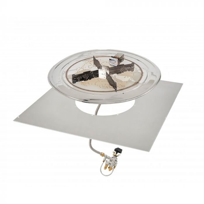 The Outdoor GreatRoom Company BP-SQ-DSI-A Square Stainless Steel Crystal Fire Plus Gas Burner Insert and Plate Kit