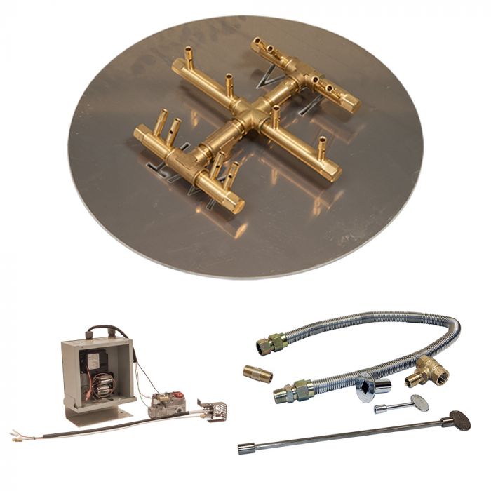 Crossfire by Warming Trends CFBCT-3VIK 3 Volt Electronic Spark Ignition Round Tree-Style Brass Gas Fire Pit Burner Kit