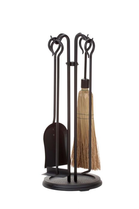 Dagan DG-1110 Five Piece Wrought Iron Stove Fireplace Tool Set, Black