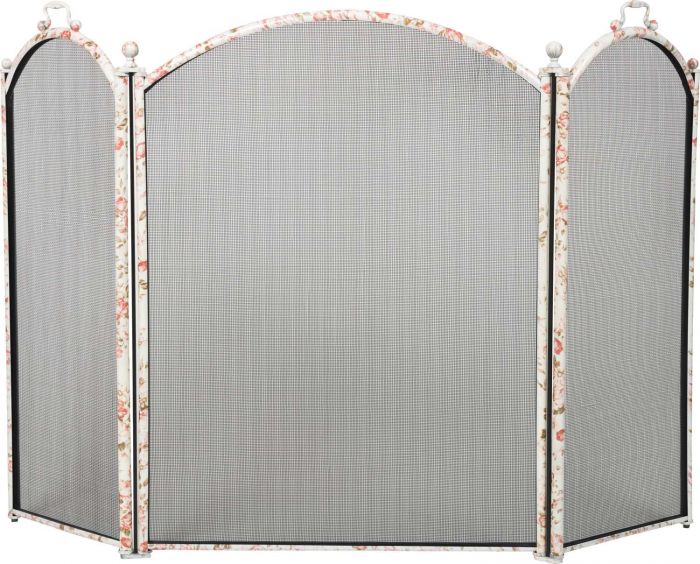 Dagan DG-1383-34FL Three Fold Floral Arched Fireplace Screen, 52x34-Inches