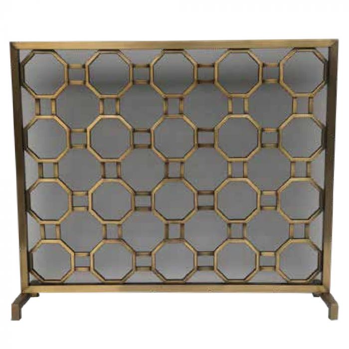 Dagan DG-S2500EPG Panel Screen with Electro Plated Gold Finish Circle Design, 40x34-Inches