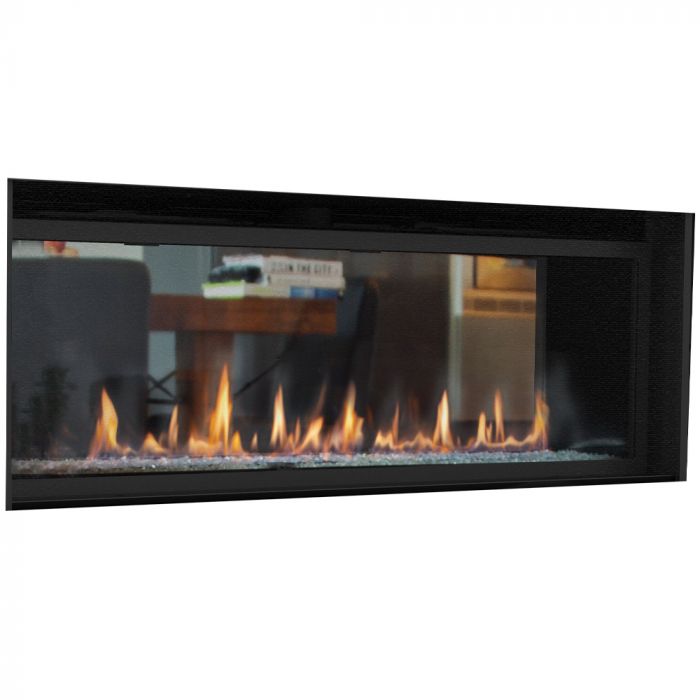 Superior DRL6084-ST 84-Inch Electronic Ignition Direct Vent See-Through Gas Fireplace with Remote & Crushed Glass Media