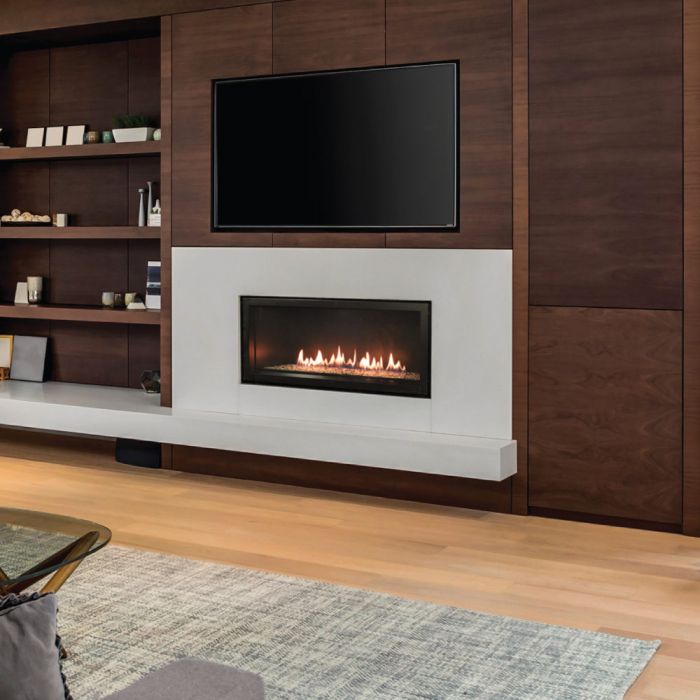 White Mountain Hearth DVLL36BP92 Boulevard 36-Inch Direct Vent Linear Gas Fireplace with Matte Black Liner, Crushed Glass, Multi-Function Remote