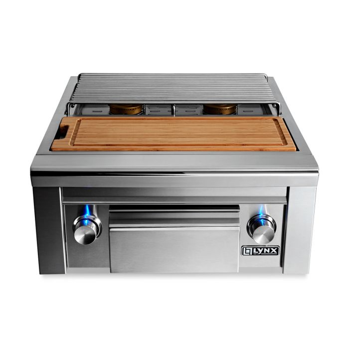 Lynx 25-Inch Built-In Double Side Burner With Cutting Board And Drawer