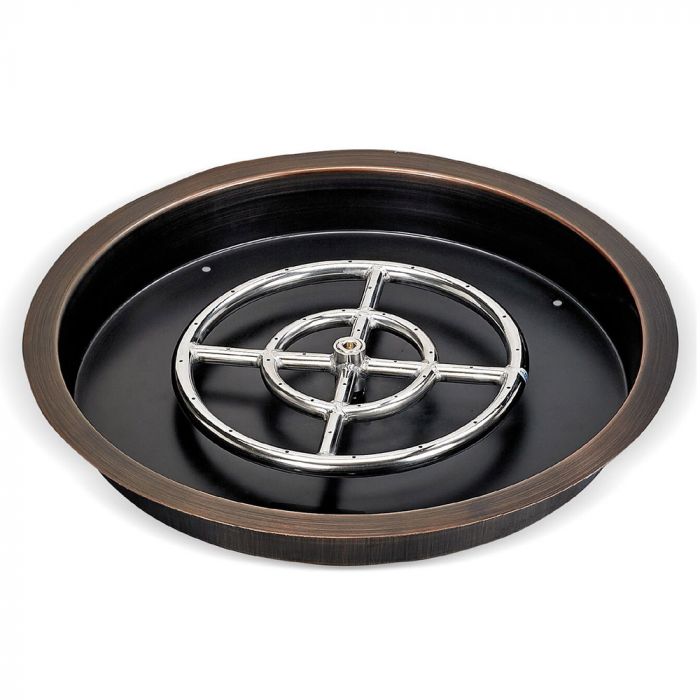 American Fire Glass Round Oil Rubbed Bronze Pan with Burner