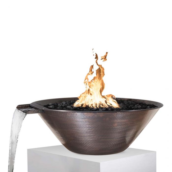 TOP Fires by The Outdoor Plus Remi 31-Inch Round Copper Gas Fire and Water Bowl