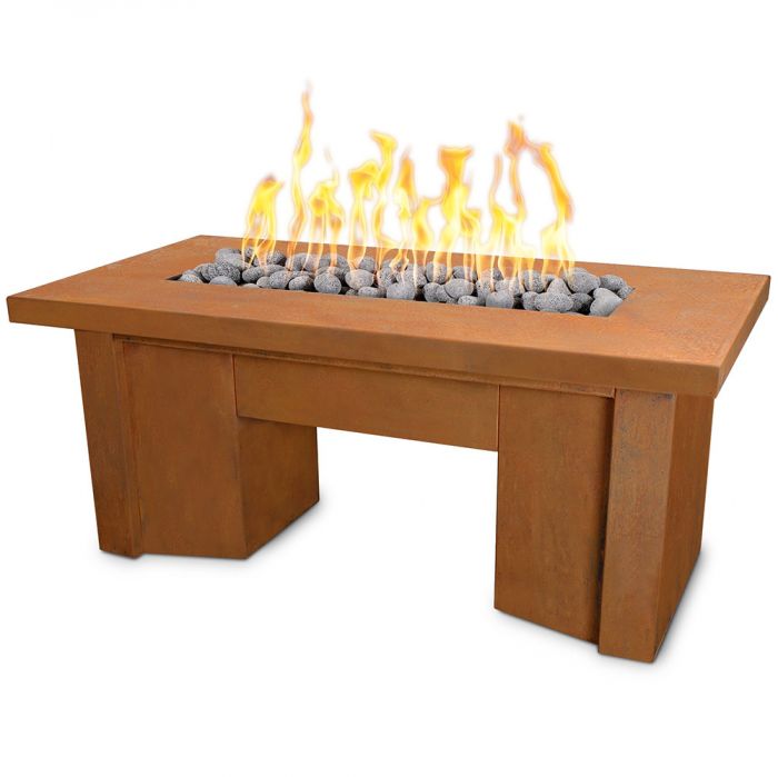 TOP Fires by The Outdoor Plus OPT-ALMCS Alameda Linear Corten Steel Gas Fire Table