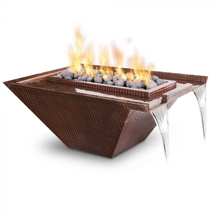 TOP Fires by The Outdoor Plus Nile Rectangular Copper Gas Fire and Water Bowl
