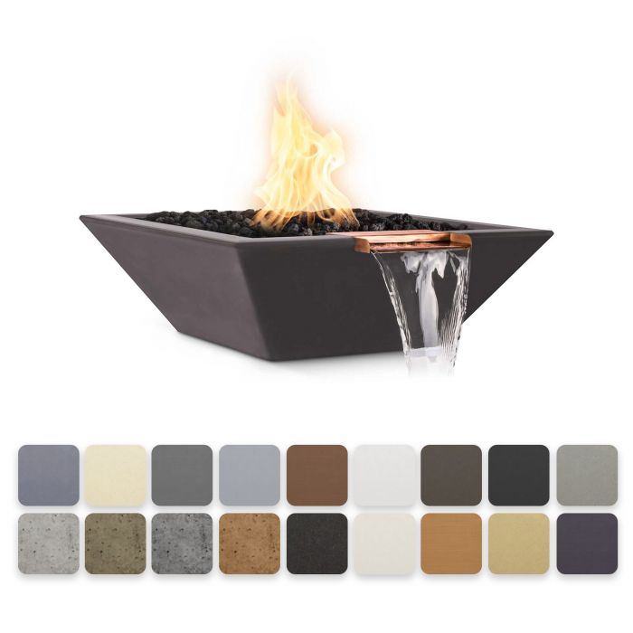 TOP Fires by The Outdoor Plus Maya Square Concrete Gas Fire and Water Bowl