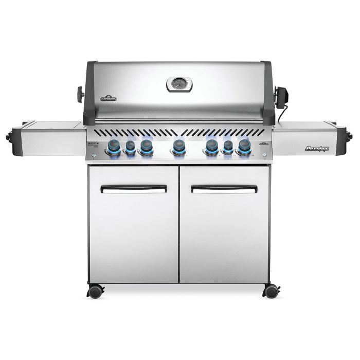 Napoleon Prestige 665 Propane Gas Grill On Cart with Infrared Rotisserie and Side Burner, Stainless Steel