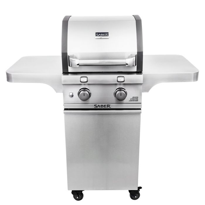 Saber R33CC0317 2-Burner Freestanding Infrared Grill on Cast Stainless Cart, 20-Inches, Propane