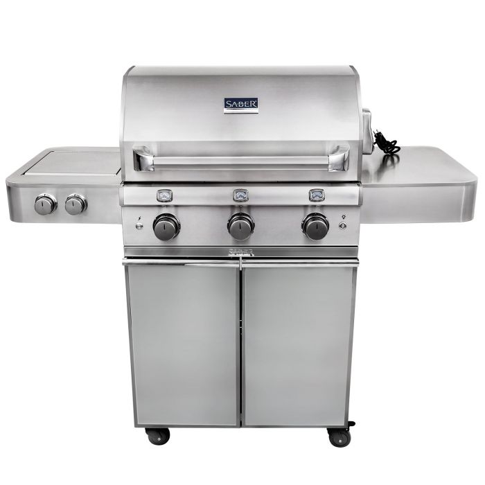 Saber R50SC1417 3-Burner Elite Freestanding Infrared Grill with Rotisserie and Side Burner, 32-Inches, Propane