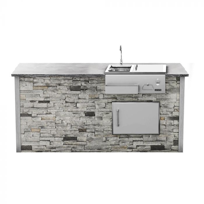 Coyote Ready-To-Assemble 8-Foot Outdoor Kitchen Island with Refreshment Center & Access Door (RTAC-B8-RR)