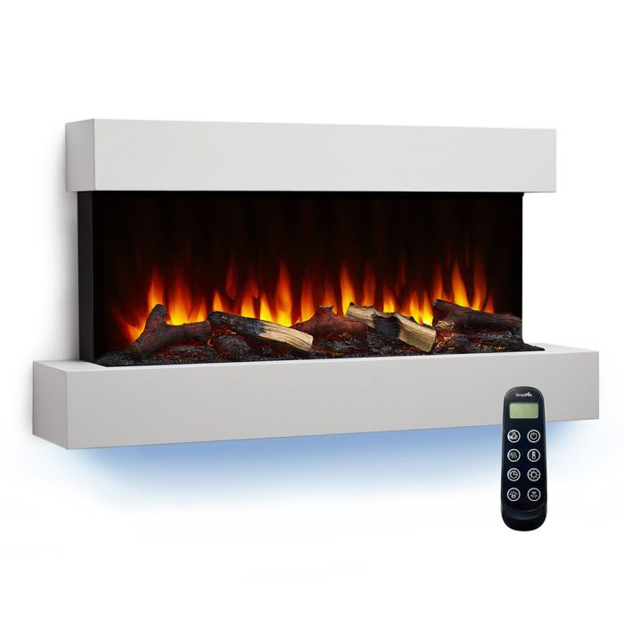 SimpliFire SF-FORMAT36-SF-FM43-WH Format 36-Inch Wall Mount Electric Fireplace with 43-Inch Floating Mantel