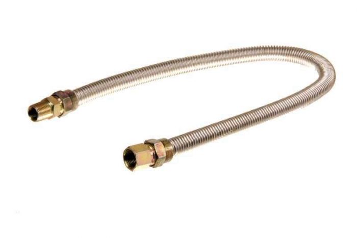 HPC Fire Stainless Steel Gas Flex Line, 5/8-Inch OD with 1/2-Inch MIP x 1/2-Inch FIP