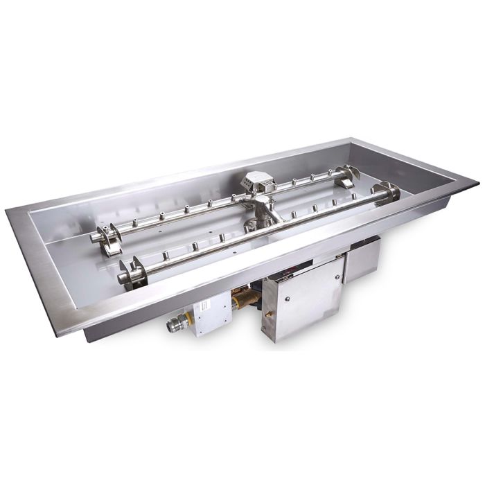 HPC Fire TOR-RBP-H-EI-Config Electronic Ignition Gas Fire Pit Kit with Torpedo Burner and Rectangular Bowl Pan