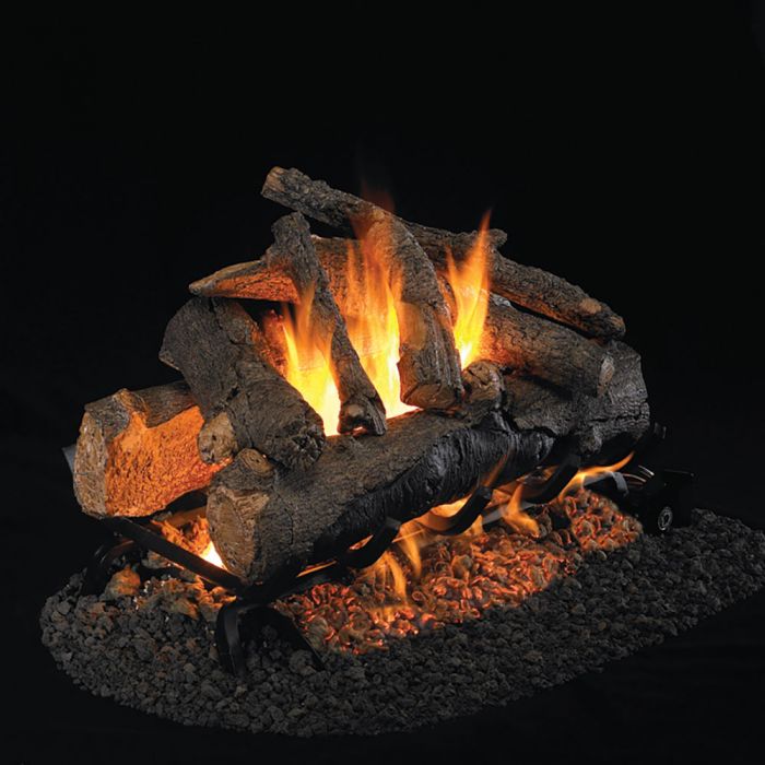 Real Fyre CHAO Charred American Oak Stainless Steel Vented Gas Log Set, See-Thru, ANSI Certified
